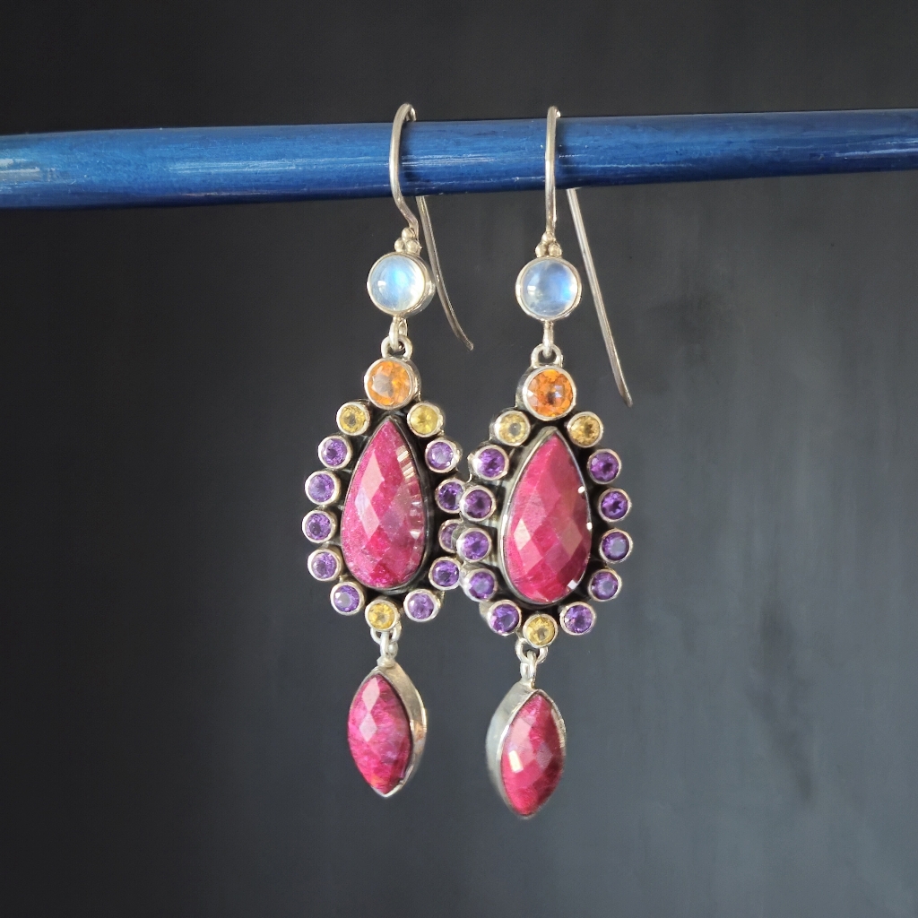 Nicky Butler Raj Limited Edition Ruby Amethyst 925 Sterling Silver Nb Earrings